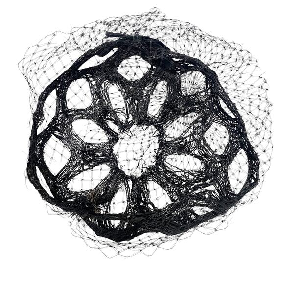 Vintage Black Netted Veil 19050s Pillbox Fascinator Hat main image 5